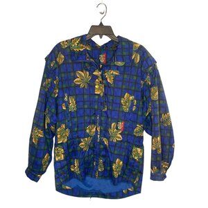 Vintage Sunice Jacket Women’s Size Medium Golf Windbreaker Blue Plaid 80’s